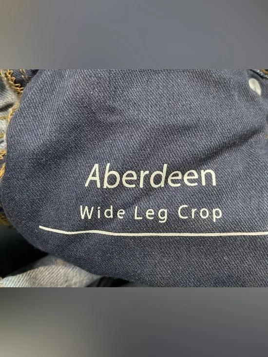 Oliver Logan Aberdeen Wide Leg Crop Jeans Womens Size 30 Blue High Rise Raw Hem - Picture 10 of 14